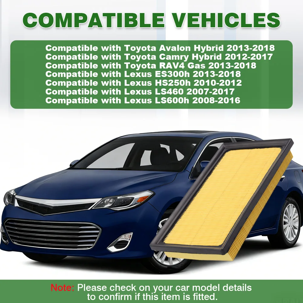 

Engine Air Filter For Toyota Avalon Camry Hybrid RAV4 Gas 2013-2018 For Lexus ES300h HS250h LS460 LS600h 17801-0V020 17801-38010