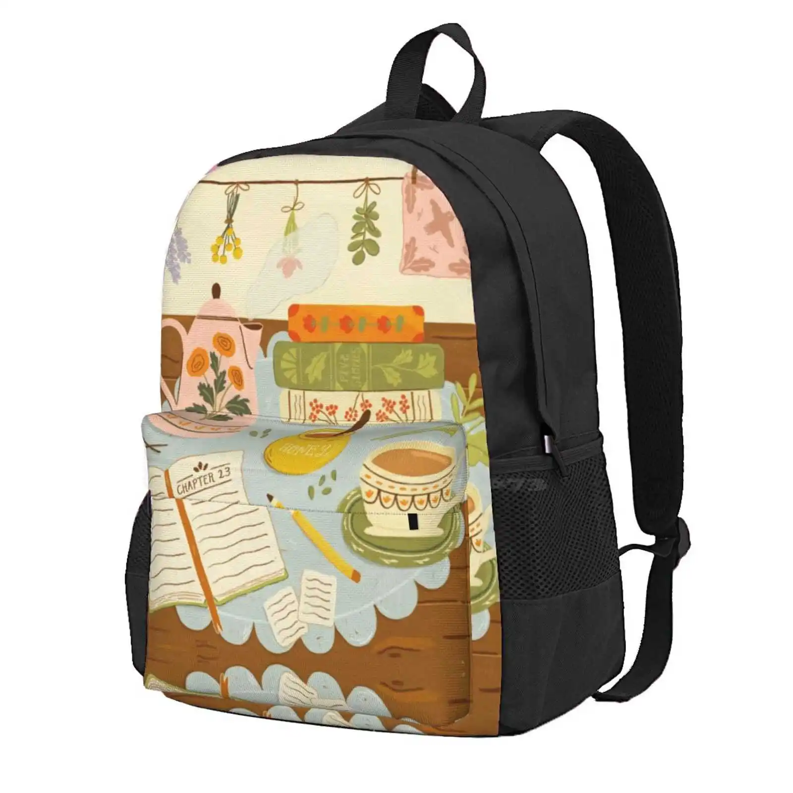 Reading Break Hot Sale Schoolbag Backpack Fashion Bags Reading Book Lover Bookish Bookworm Tea Time Books And Tea Peaceful