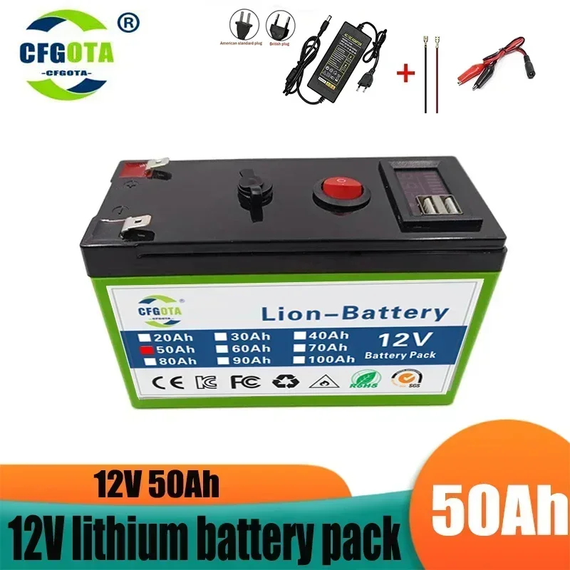 

New 18650 3S6P 12V 50Ah Lithium Battery Pack,Built-in 30A BMS,For Solar Energy Electric Vehicle Li-ion Battery+12.6V Charger