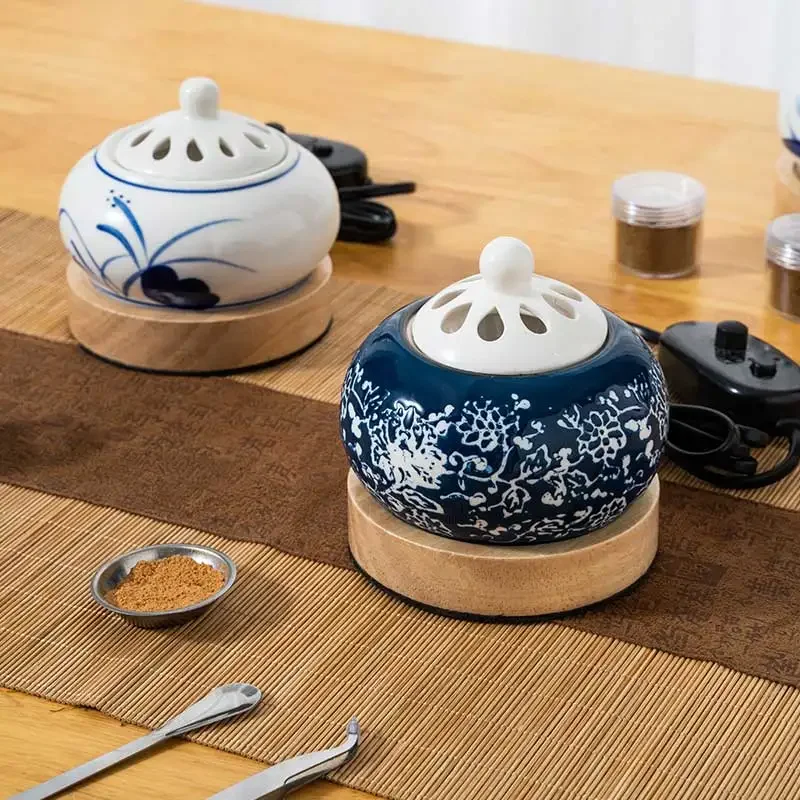 110V/220V Japanese Style Electric Timed Incense Ceramic Censer Essential Oil Burners Aroma Diffuser with Adjustable Timer