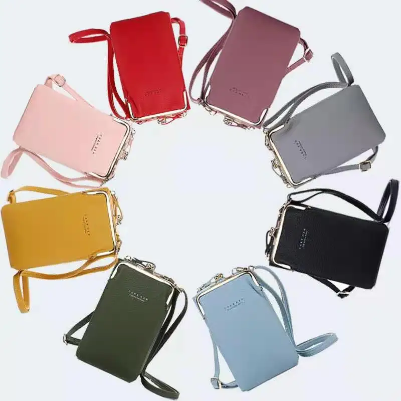 Fashion PU Wallet Card Holder Mobile Phone Cases for 6.5'' Smart Phone Shoulder Ladies Bags