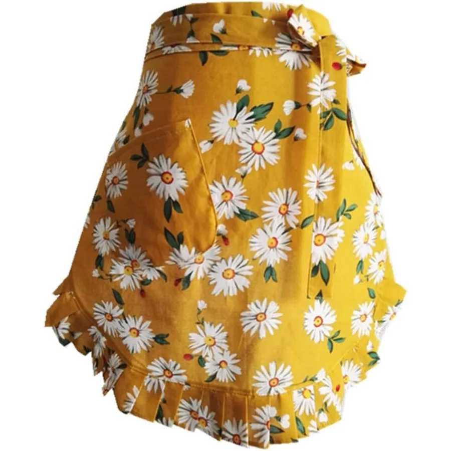 

CRB модный поясной фартук с карманами из хлопка, коммерческий ресторан, официантка, официант для девочек и женщин, полубистро, фартуки