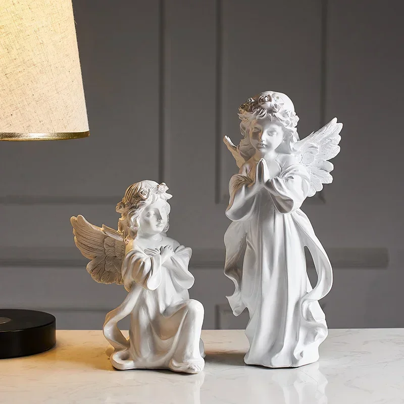 Retro Style Home Decoration Desktop Angel Statue TV Cabinet Living Room Bookcase Room  Office Furnishings Desk Decoration Gift