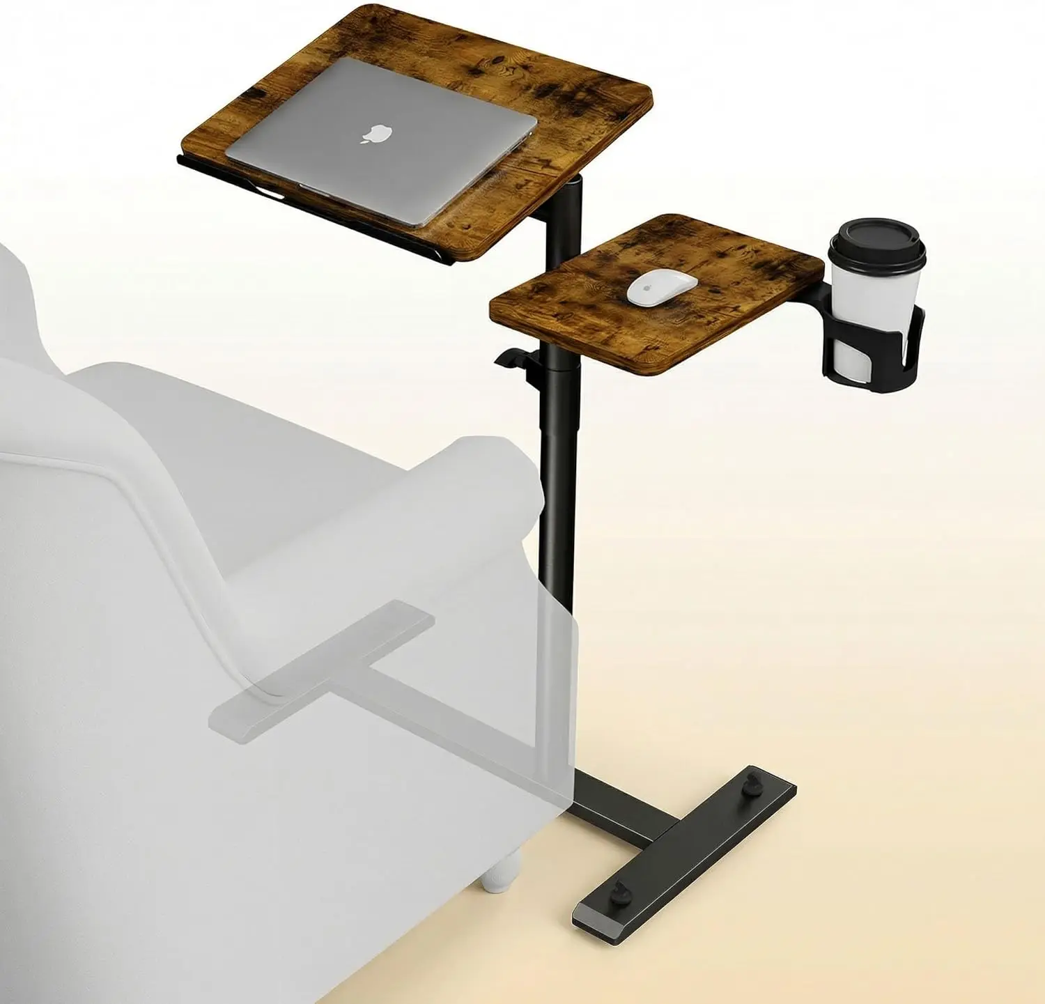 

Adjustable Height Rolling Laptop Stand with Wheels, Portable Overbed Table for Home Office Classroom, Brown