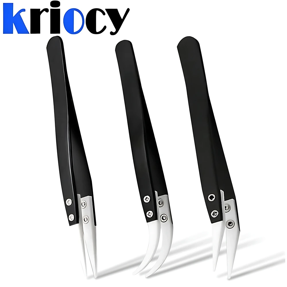 High-precision Anti-Static Ceramic Tweezers Electronic Cigarette Industrial Ceramic Tweezers Tool with Insulated Pointed