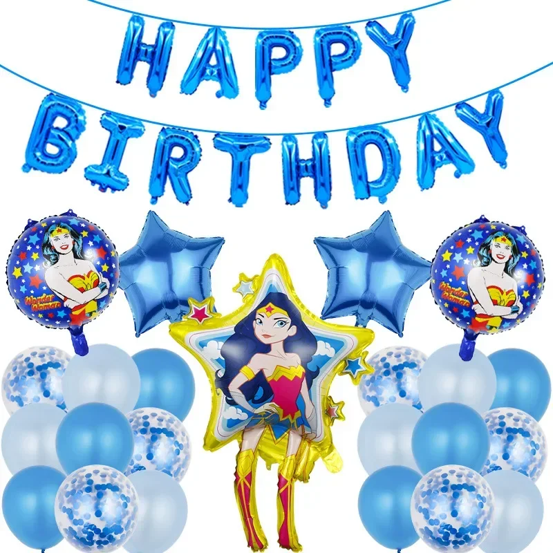 Cartoon style Wonder Woman children's birthday toy party decoration balloon set