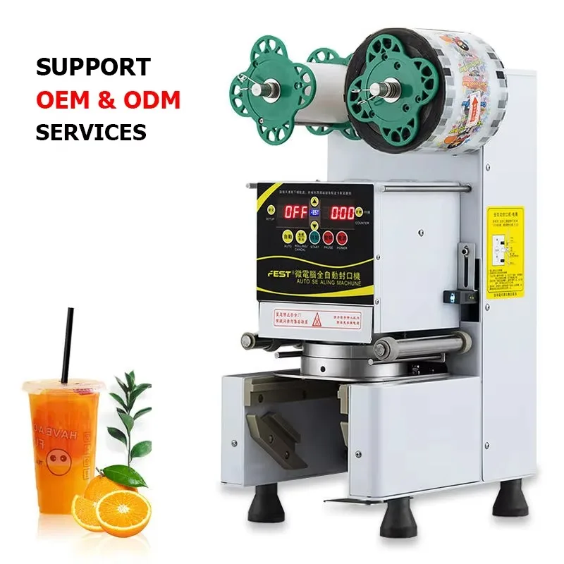 

Automatic Cup Sealing Machine Bubble Tea Cup Sealer Plastic or Paper 220V Film Plastic Plate Lid Machine