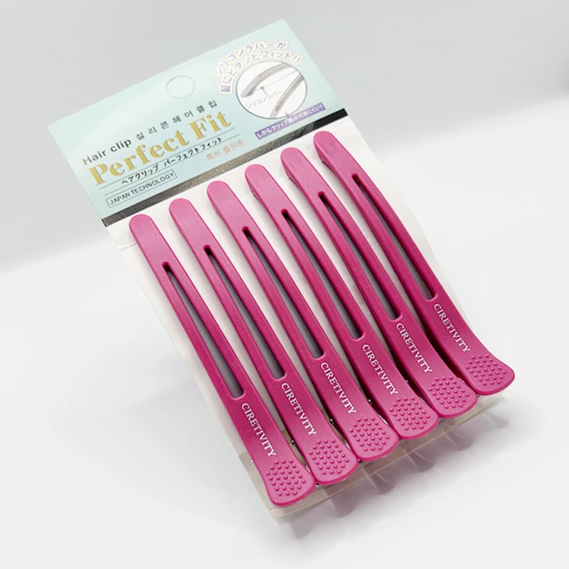 6Pcs Professional Hair Clips for Styling Sectioning Anti-Slip No-Trace Duck Billed Hair Clips with Silicone Band Salon and Home