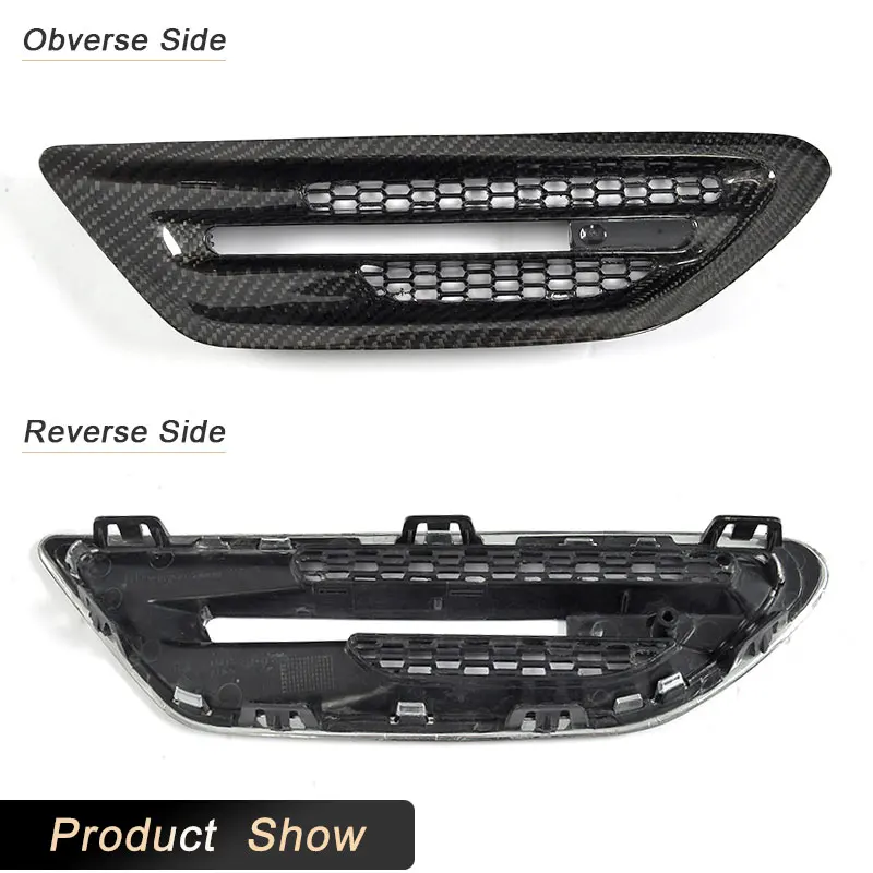 ألياف الكربون الجبهة الحاجز غطاء فتحة التهوية الزخارف لسيارات BMW 5 Series F10 M5 سيدان 2010-2017 سيارة الجانب إشارة غطاء شبكة طقم هيكل الشواية #6