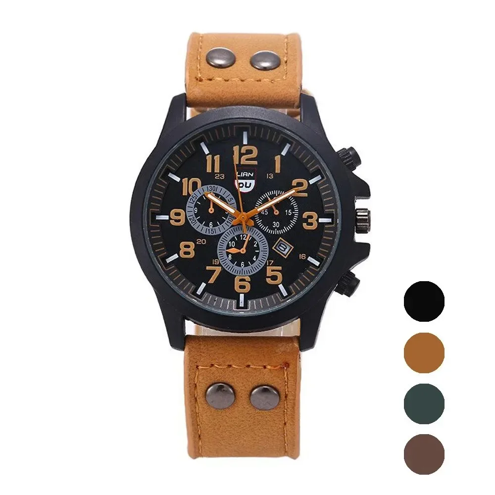 Military Leather Waterproof Date Quartz Analog Men\'s Quartz Wrist Watches Elegant Man Watch Alloy military items Man Watch