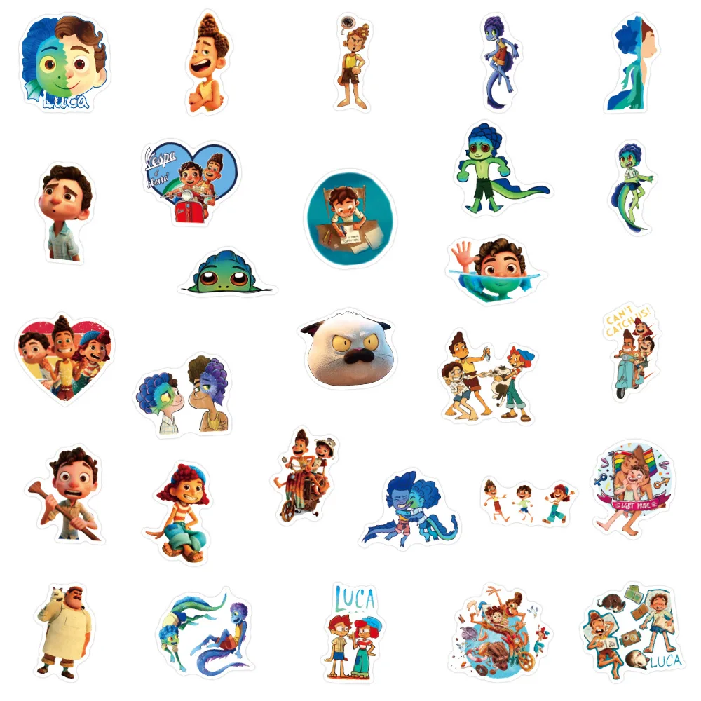 10/30/50PCS Disney Luca Adventure Movie Graffiti Stickers Skateboard Laptop Luggage Scrapbook Phone Waterproof Sticker Kid Toy