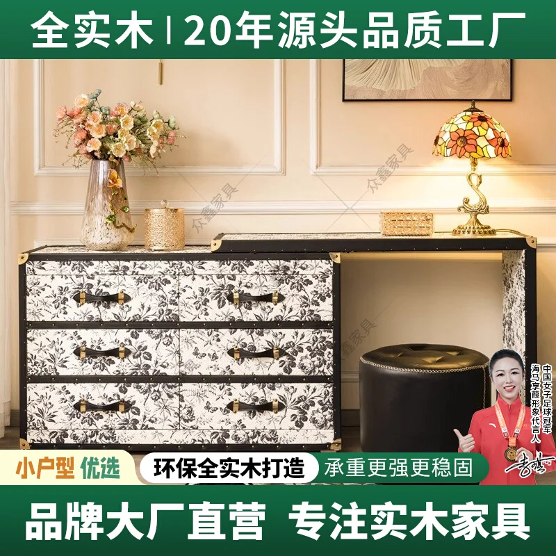 French medieval style bedroom dresser chest cabinet integrated locker premium hard box storage cabinet flower six