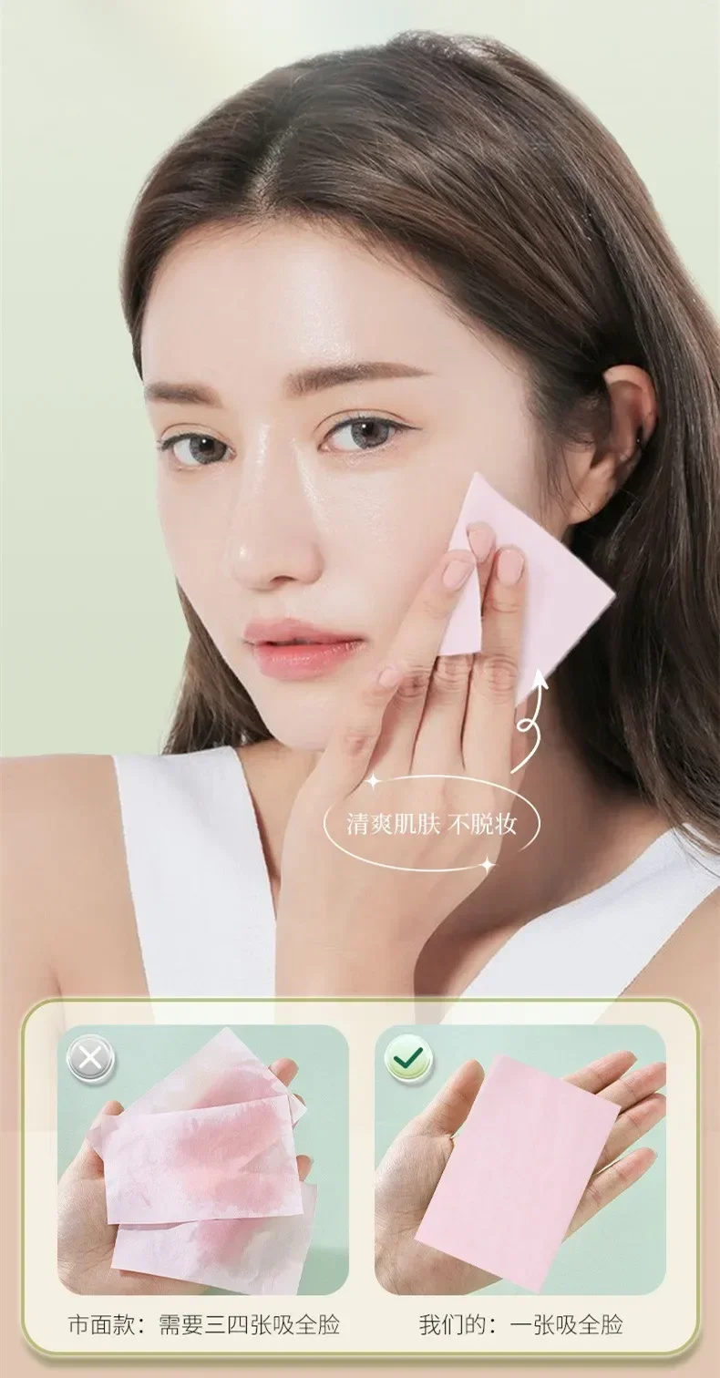 100Pcs/box Face Cleanser Oil Control Oil Absorbing Paper For Facial Oil Absorbing Soft Paper Fragrance Portable Box Makeup Tools