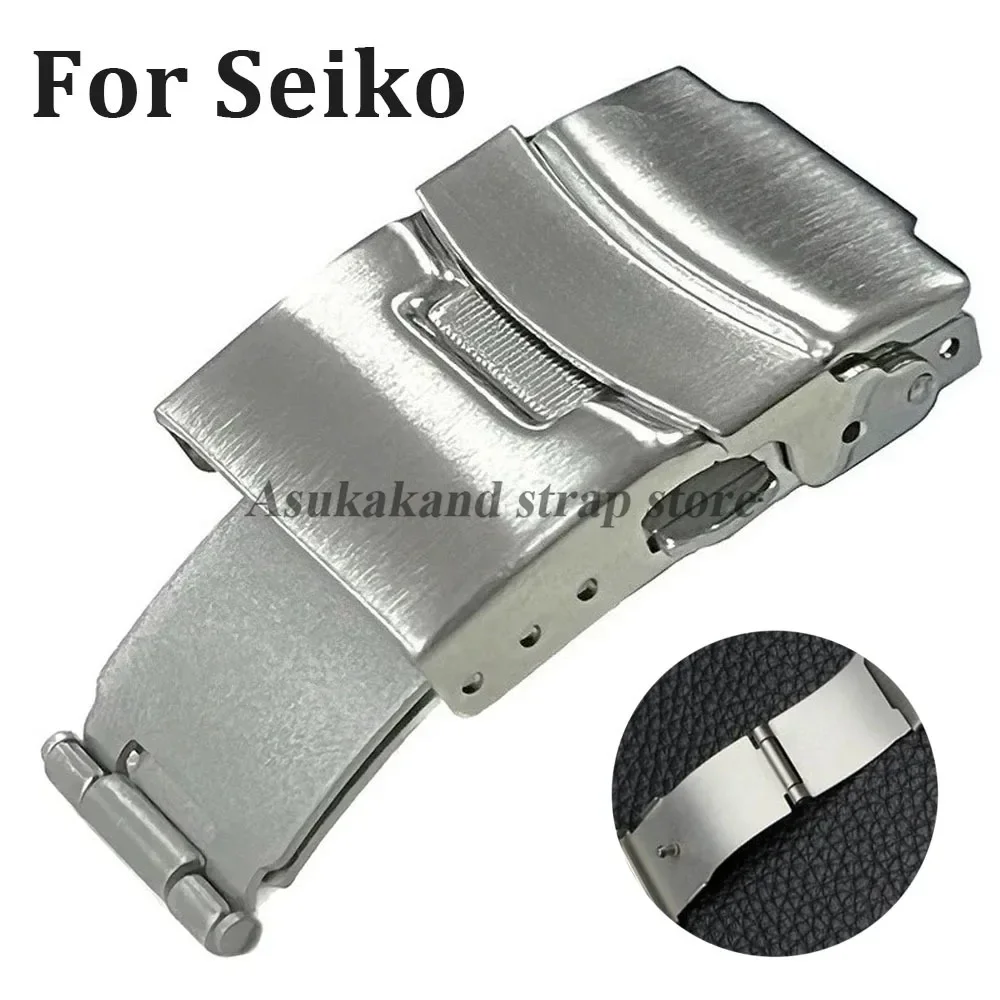Silver Stainless Steel Folding Buckle for Seiko Watch Band 18mm 20mm 22mm 24mm Clasp Double Push Button Buckle Watch Accessories