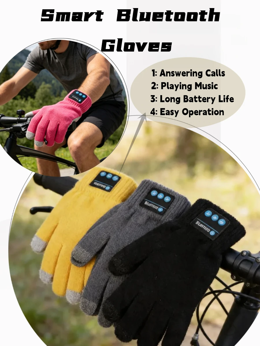 

Утепленные и теплые Bluetooth-перчатки с сенсорным экраном, новые перчатки для ответа на звонки и прослушивания музыки, велосипедные перчатки