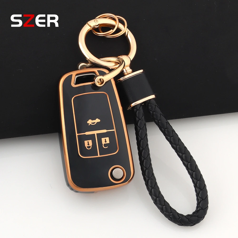 TPU Auto Klappschlüsselhülle für Opel Astra Corsa Mokka Buick Chevrolet Cruze Aveo Malibu Trax Sail 3-Tasten Zubehör
