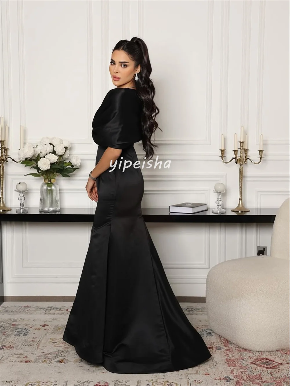 カスタマイズされたマッチング シンプルなプリーツ Aライン オフショルダー ロングドレス オーダーメイドの特別な日のドレス サイズあり 高品質