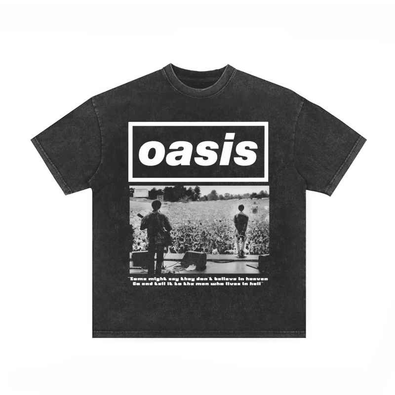 

Oasis Oasis Rock Men's and Women's Unisex Short Sleeve T-Shirt Loose Trend Brand American High Street Wash Top