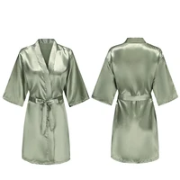 Women's Pure Short Silky Robes Bridesmaid Bride Party Satin Robes Sleepwear - Image 2