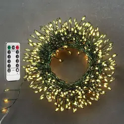 1000개의 LED 스트링 라이트, 플러그인 그린 와이어 라이트, 리모컨 포함 실내 조명, 침실, 정원 파티, 크리스마스 트리 장식용