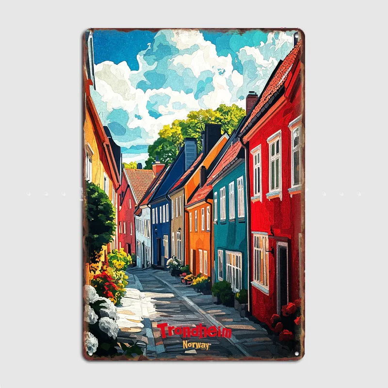 

Trondheim Art Travel Scenery Sights Retro Poster Metal Sign Garage Club Indoor Room Wall Decor Custom Tin Home Decor