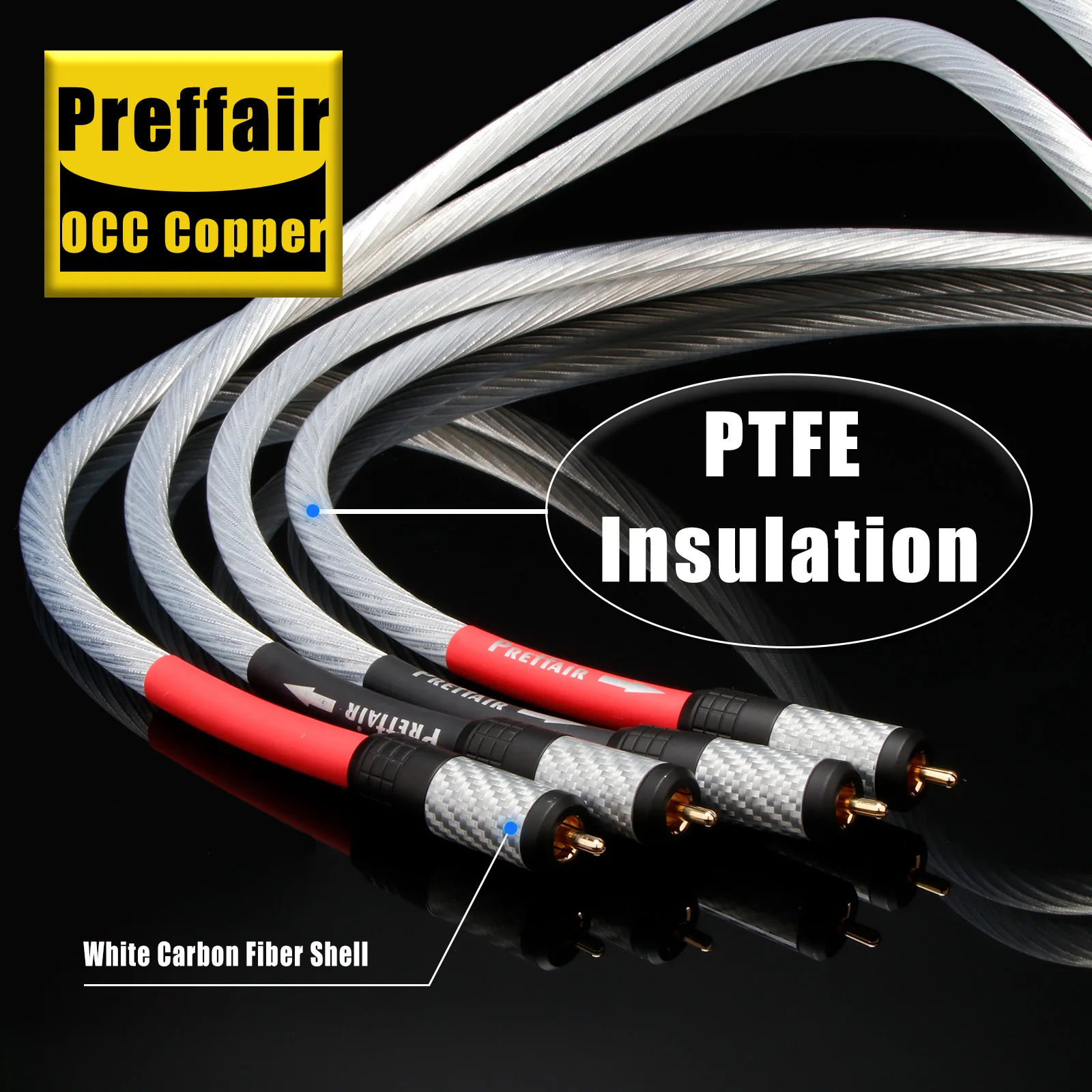 

Preffair RCA Cable OCC Silver Plated RCA Signal cable Gold-plated carbon fiber RCA Interconnect Cable