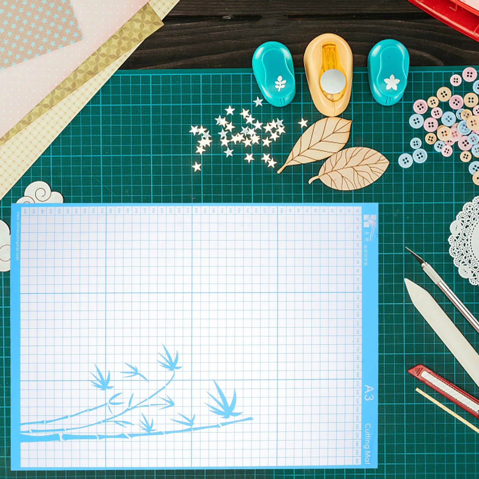 

A3 Size Cutting Mat PVC Durable Self Healing Engraving Board for Sewing Paper Crafting Blue Circular Rotary Cutter Arts Crafts