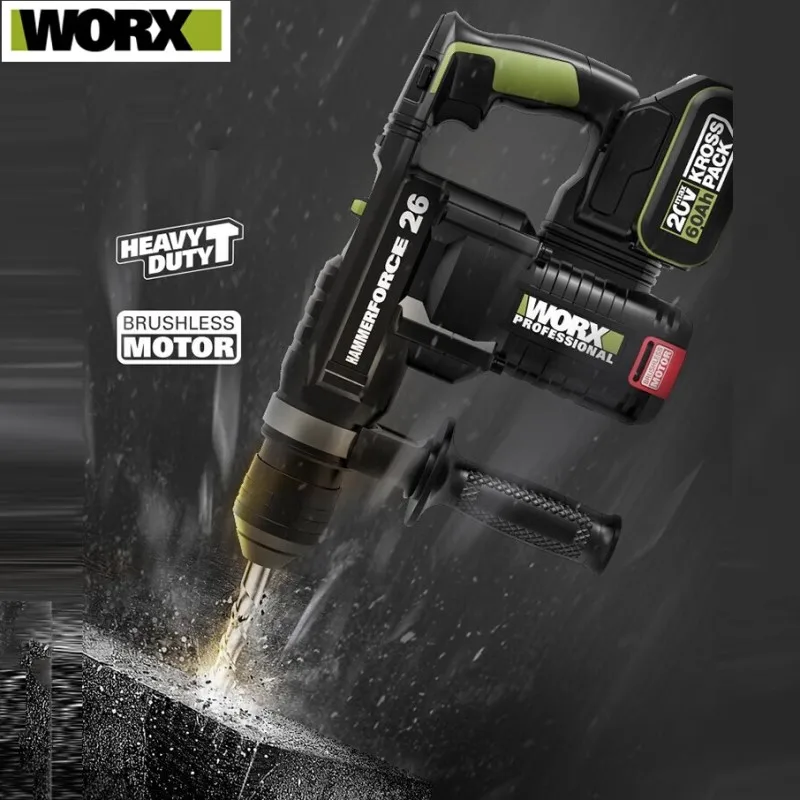 WORX WU399 Electric Hammer Impact Drill Industrial Grade Brushless Wireless Charging Multifunctional 20V Lithium Battery