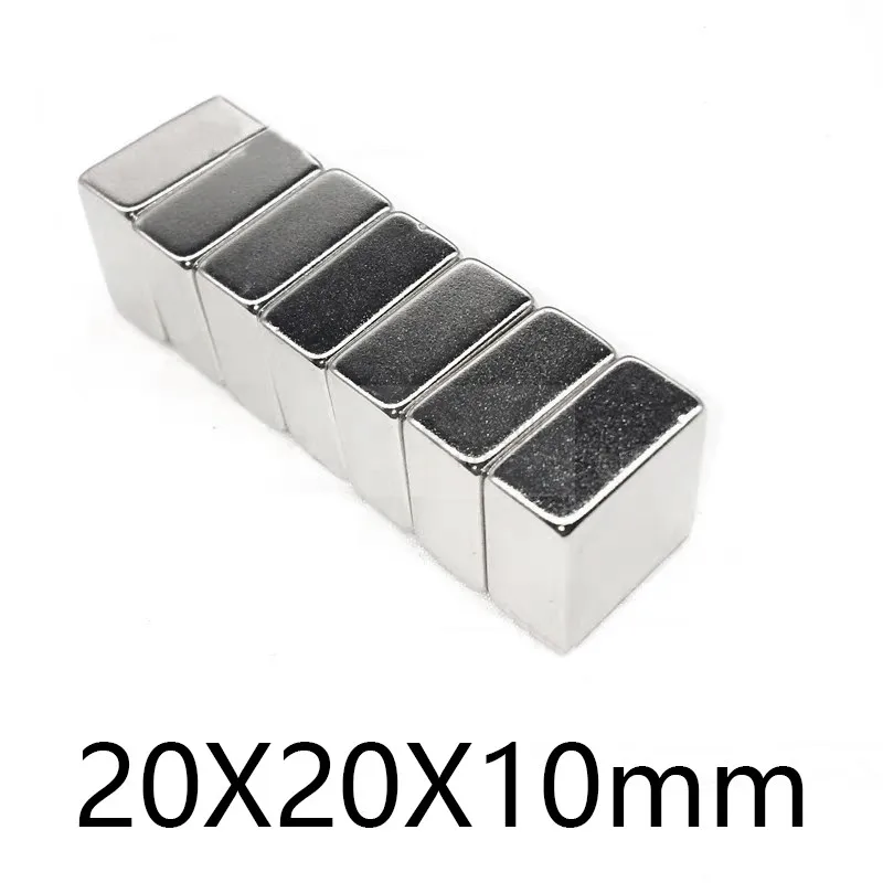 2pcs 20x20x10mm block crafts Magnets Neodymium magnetic 20mm*20mm*10mm Cuboid Magnet Strong NdFeB micro Magnets 20*20*10mm