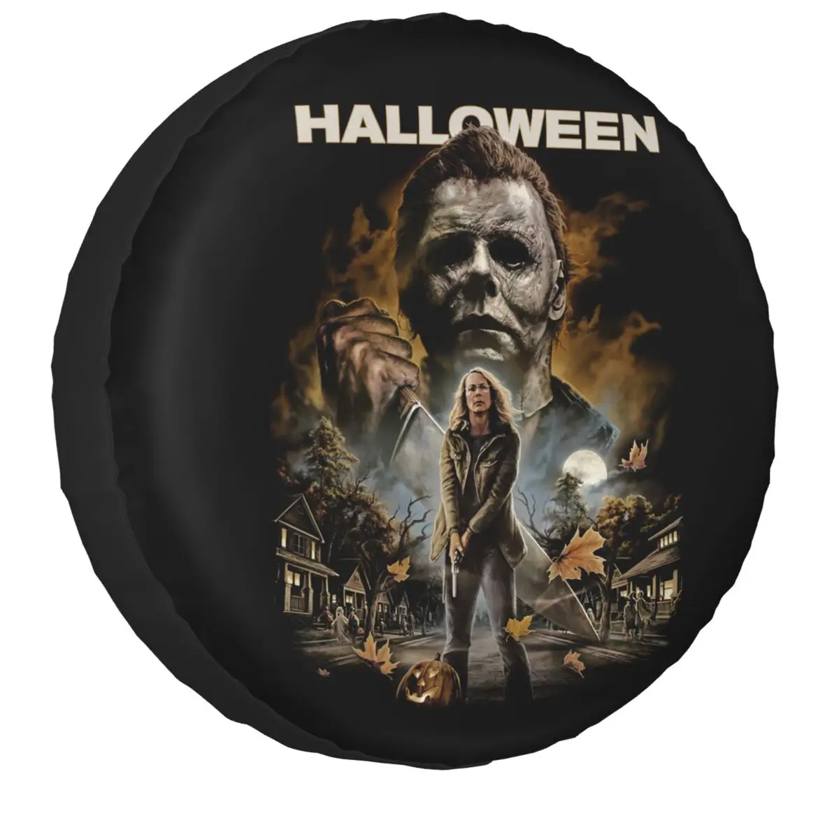 Michael Myers Spare Tire Cover for Mitsubishi Pajero Halloween Horror Movie Waterproof Car Wheel Covers 14