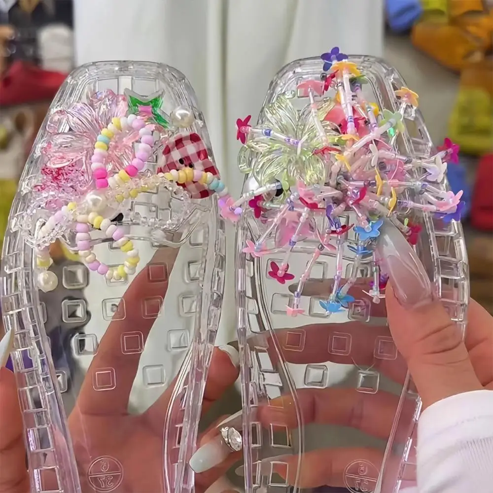 Crystal Shoe Flower Ladies Sandals Jelly Shoes Buckles Handcrafted Beaded Shoe Decorations Shiny Flower Design Shoe Accessories