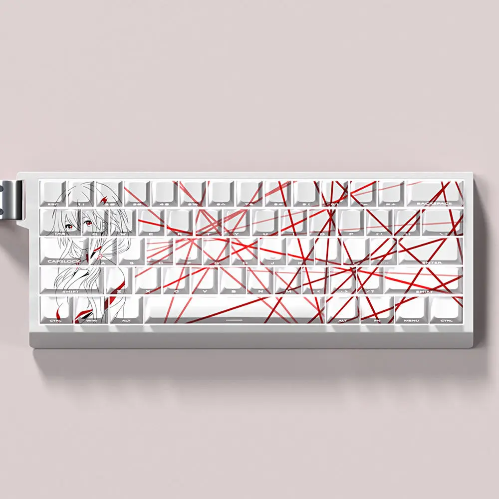 Custom 74 Keys Inori Keycaps Anime Side Print Translucent PBT Cherry for ND63 Ace60 68 Wooting60 HE Mechanical Keyboard Gift