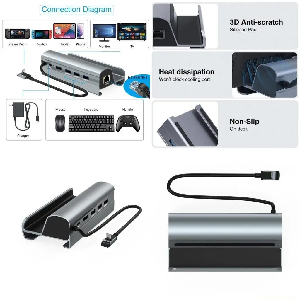 

Адаптер-концентратор USB3.0 Type-C 6 в 1 Док-станция Gigabit Lan, совместимая с HDMI2.0