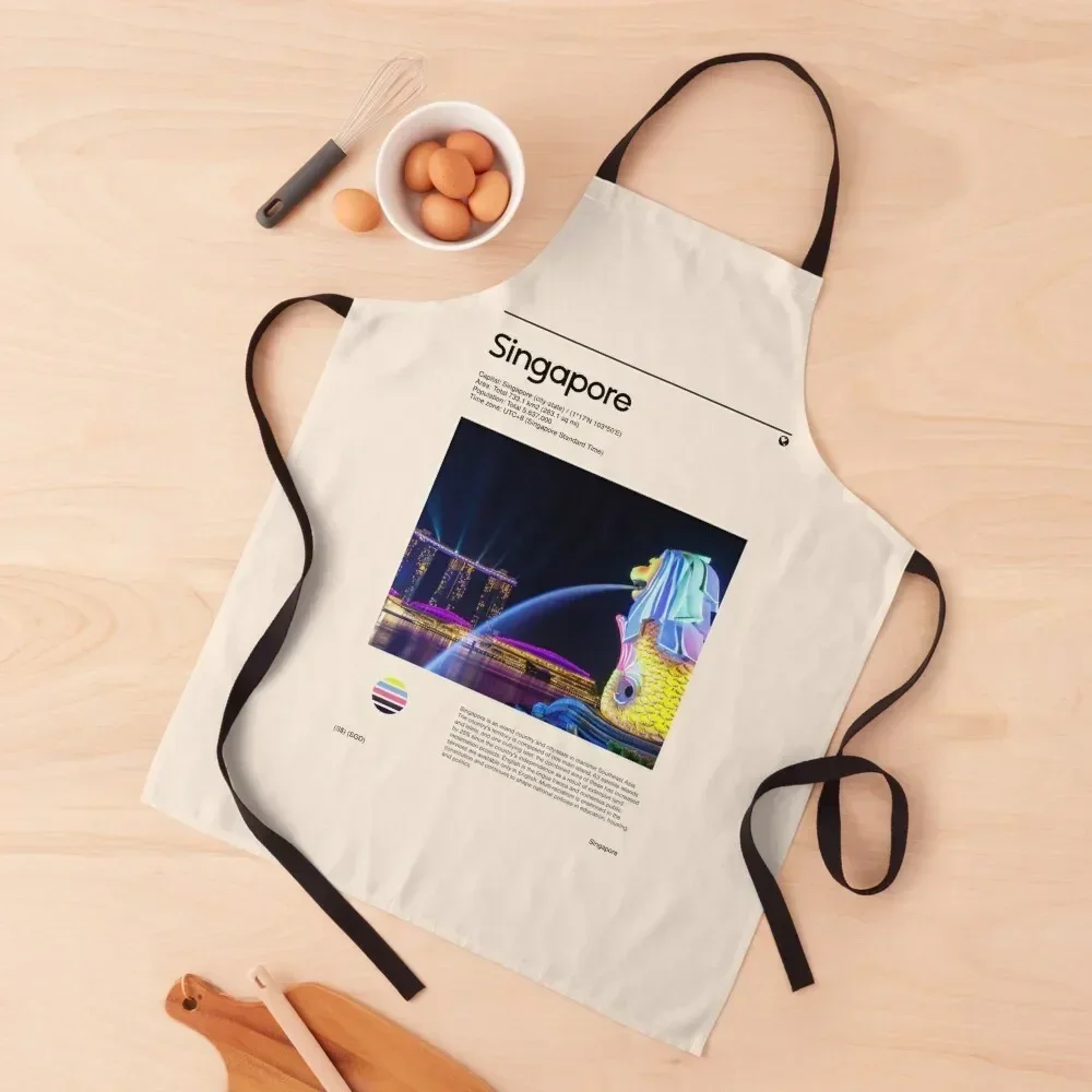 

Singapore (Travel poster) Apron Kitchen Handle For Women Men gift Cleaning Products For Home Apron