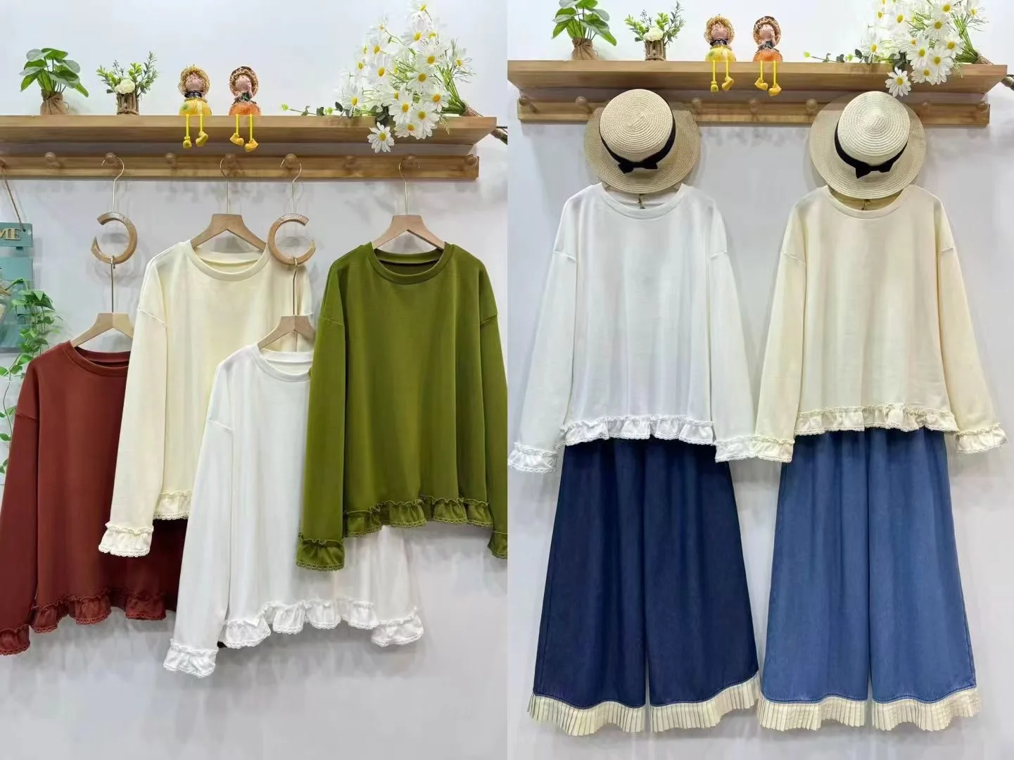 Japanische Mori Kei Kleidung Solide Candy Farbe Baumwolle T-Shirts Frauen Herbst Winter Oansatz Langarm Casual Lose Pullover Tops