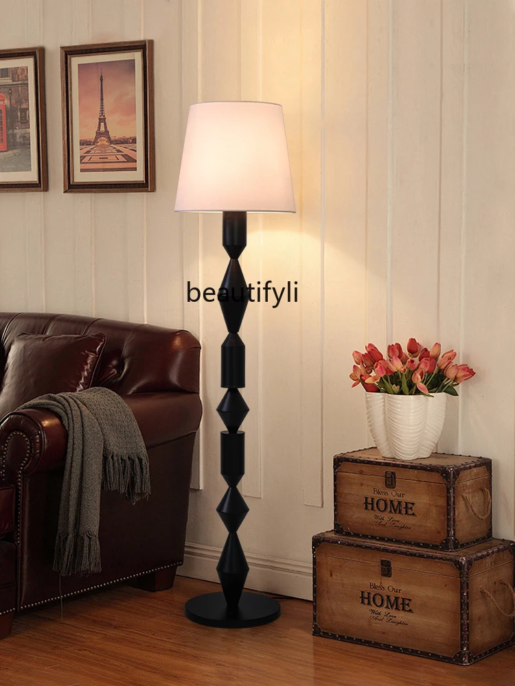 

American Retro Living Room Floor Lamp Mid-Ancient French Style Sofa Bedroom Study Room Decoration Atmosphere Vertical Lamp