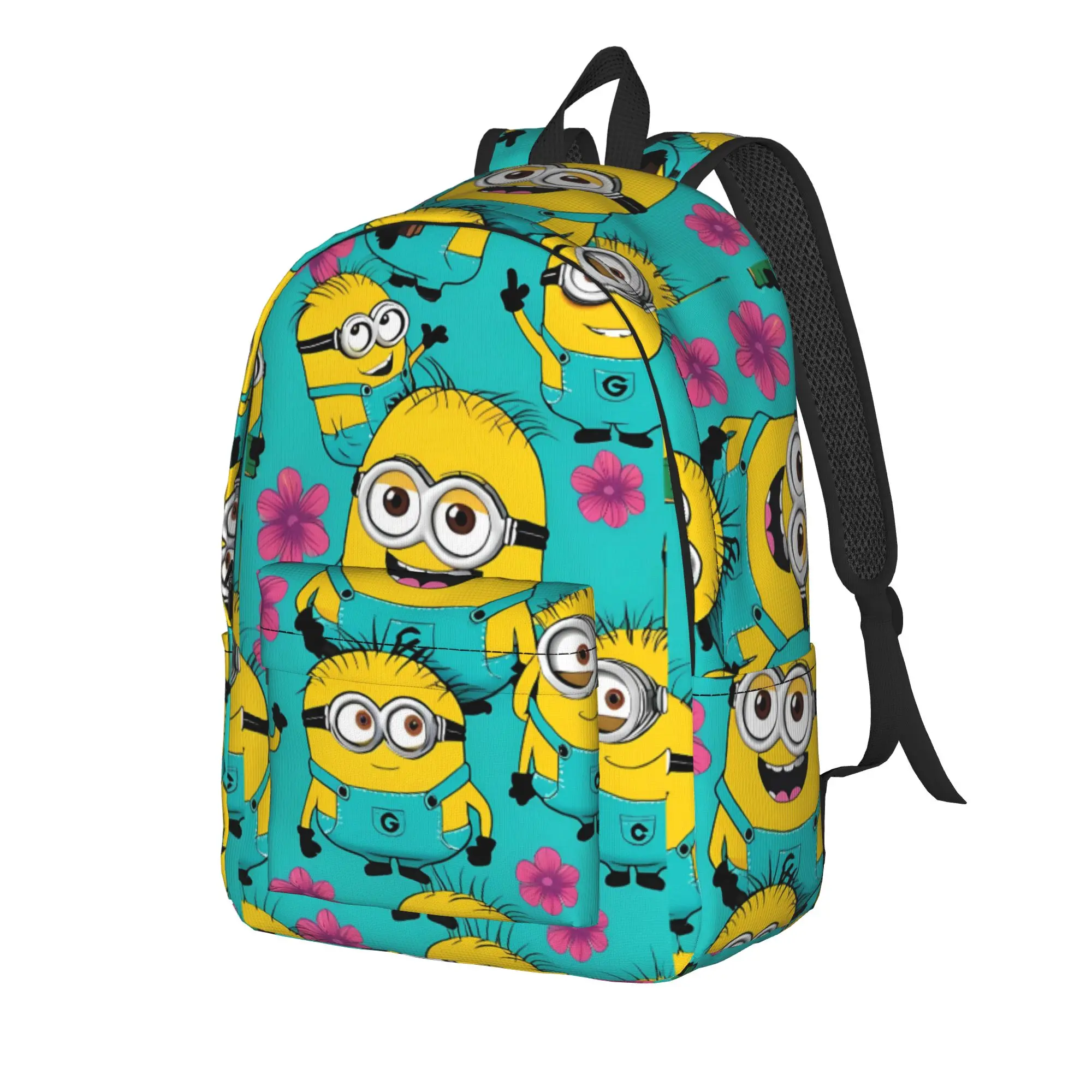 Cartoon M-Minions Print Backpack Women  Large Backpacks Polyester Kawaii High School Bags Cycling Custom Rucksack