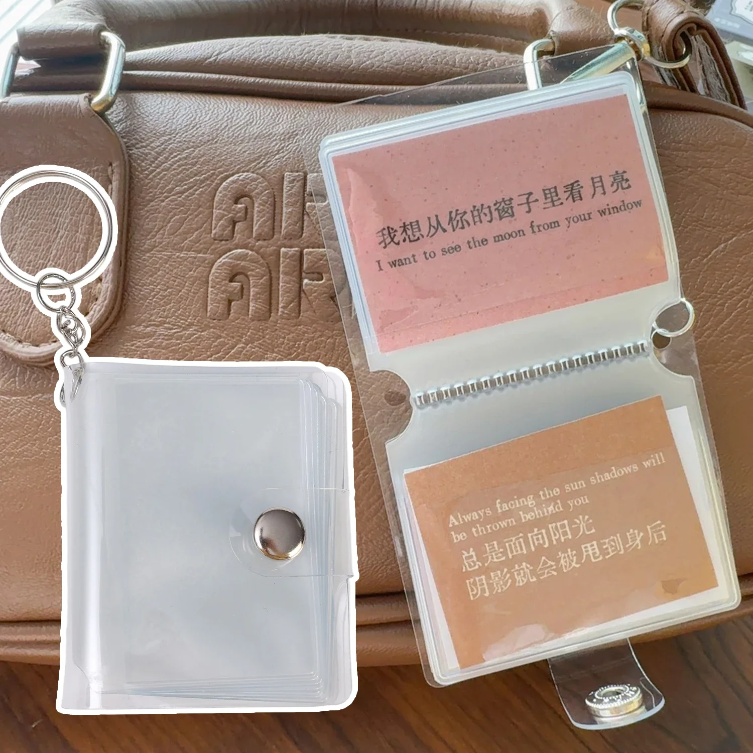 جيوب ألبومات الصور المحمولة المفاتيح مجوهرات حامل الصور 1/2 بوصة ألبومات الصور الصغيرة لبطاقات حامل تخزين قلادة كيرينغ #4