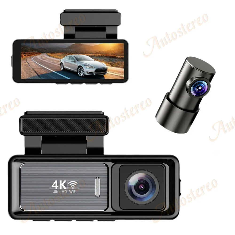 4K Dash Cam Dual Lens Ultra UHD Real Car DVR Camera WIFI GPS APP Rear View Night Vision WDR Video Recorder 24H Parking