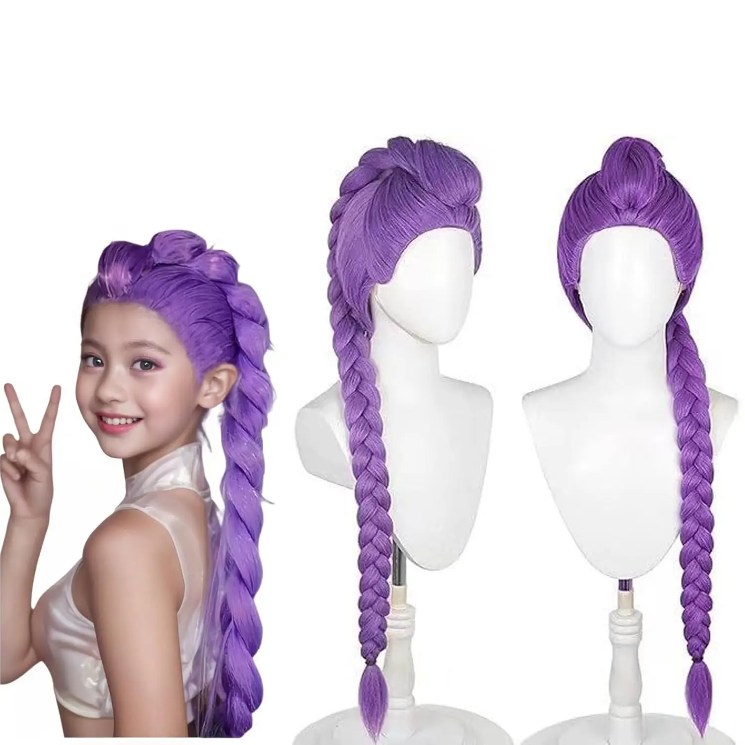 

Purple Rumi Cosplay Wig 24" Braided Heat-Resistant Hair for Halloween Anime Costume