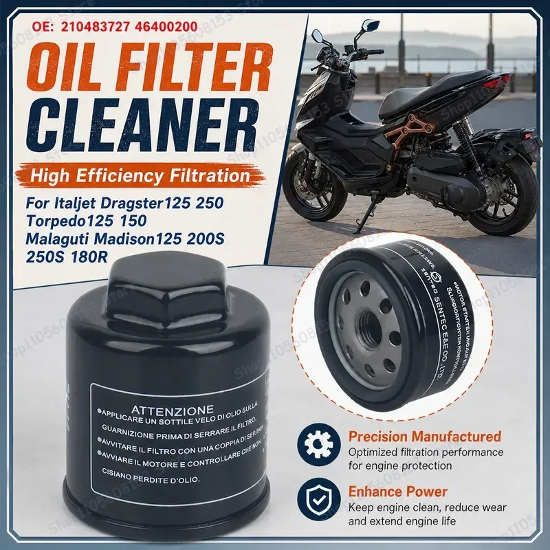 For Italjet Dragster Torpedo Madison 125 250 Oil Filter Cartridge Engine Lubrication Replacement Part High Quality