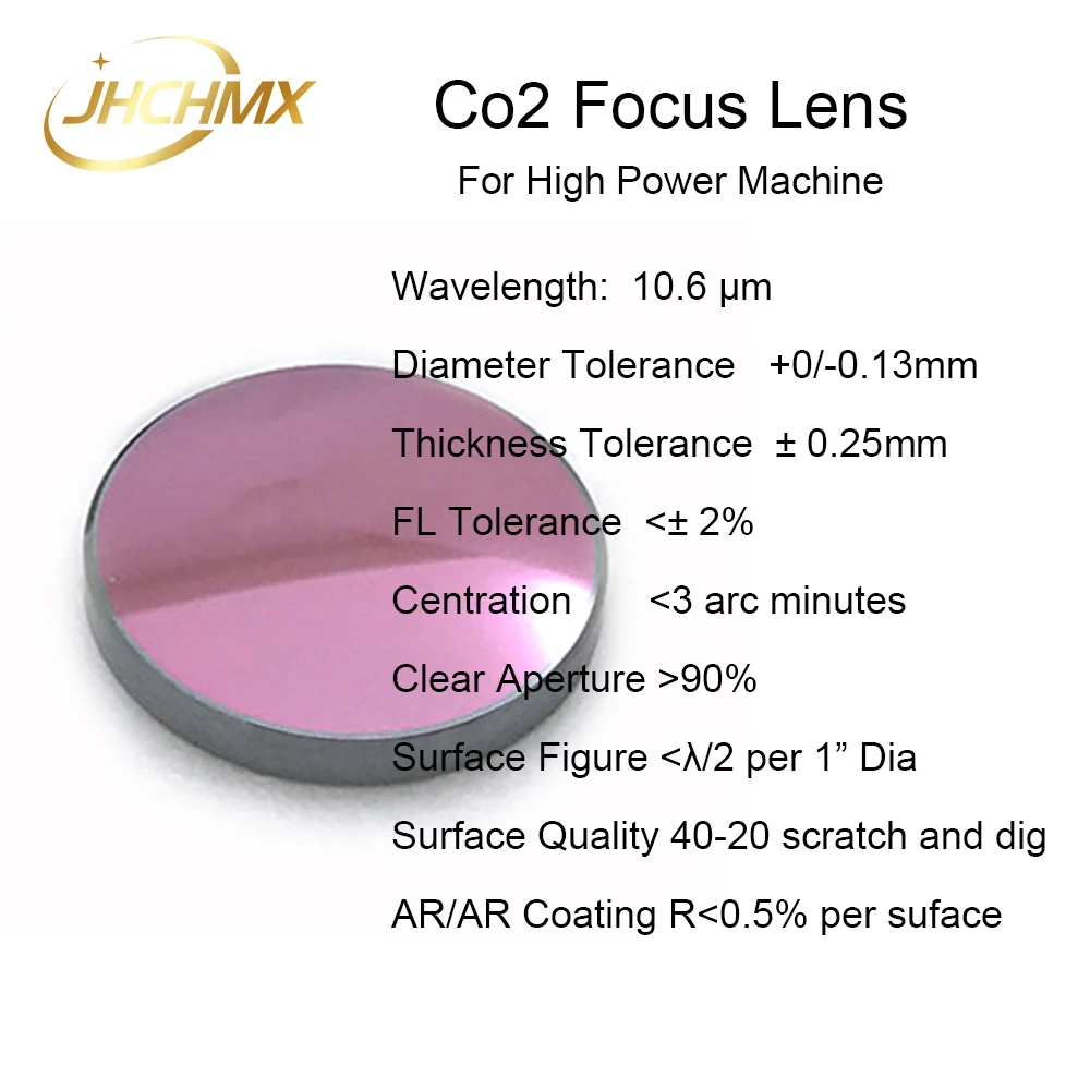 JHCHMX CO2 Focus Lens Dia. 19.05 20 25 28mm FL38.1 50.8 63.5101.6mm High Power Lens for CO2 Laser Engraving Cutting Machi