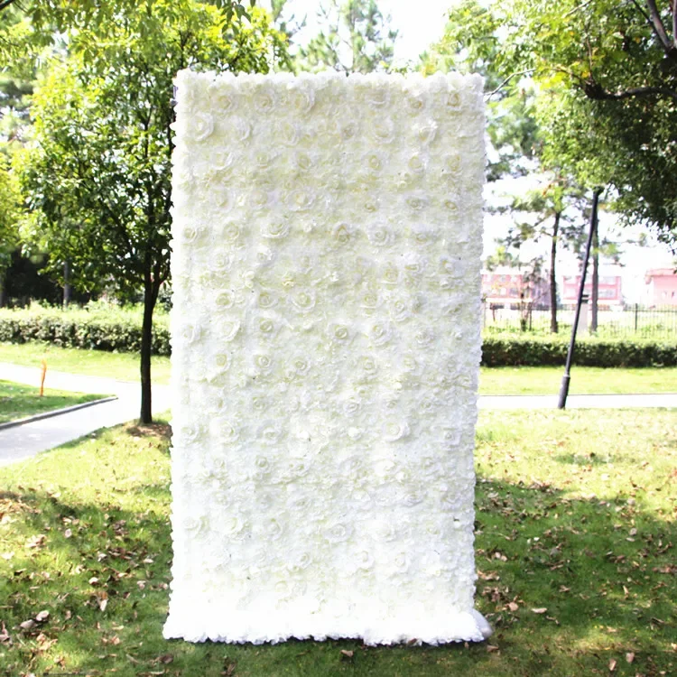 Mur de roses entièrement blanc simulé, présentoir, fausse fleur de mariage