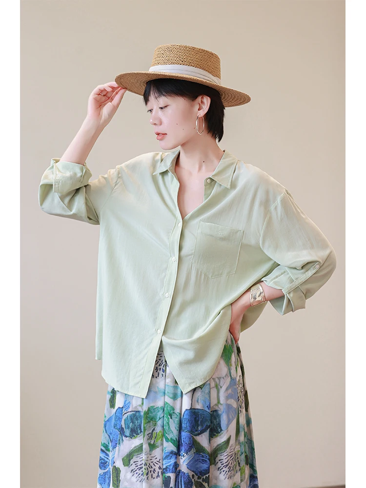 

Легкая, удобная женская рубашка с длинными рукавами из модала и лиоцелла, летняя, с защитой от солнца, свободного кроя, для кондиционированных помещений