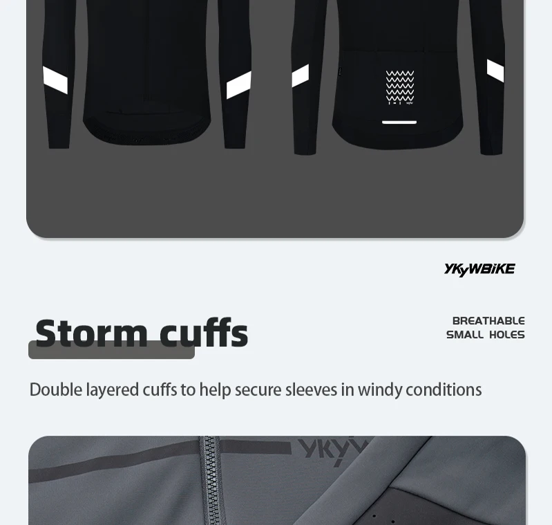 YKYWBIKE Herren-Winter-Radtrikot, warmes, dünnes, weiches Fleece-Radtrikot für Rennräder, atmungsaktive MTB-Fahrradbekleidung – Detail 10