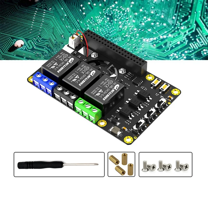 Modul ekspansi papan relai daya dengan kipas pendingin ganda LED berubah warna otomatis untuk Raspberry Pi A + 3A + B + 2B 3B 3B + 4B