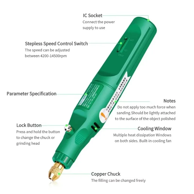 

35W 4200-14500rpm Handheld Mini Electric Drill Pen Rotary Engraving Drilling Grinding Tool Electric Grinder with 108 Accessories