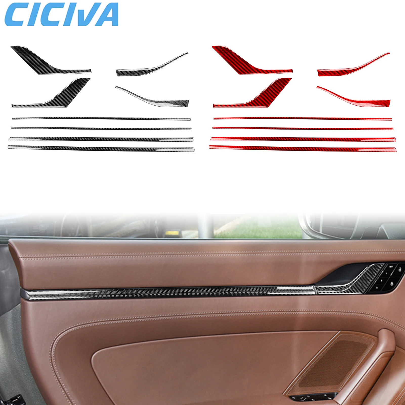 

For Porsche 992 911 2019-2024 Carbon Fiber Door Handle Door Armrest Door Lock Car Accessories Interior Soft Cover Tuning Sticker