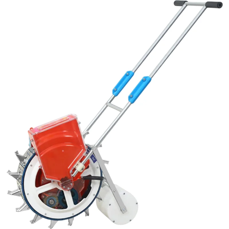 5/6/7 Outlet Manual Push Seeding Machine KOTUMY, Mini No-Till Planting Equipment with Rear Wheel for Farm Grain Crop Sowing