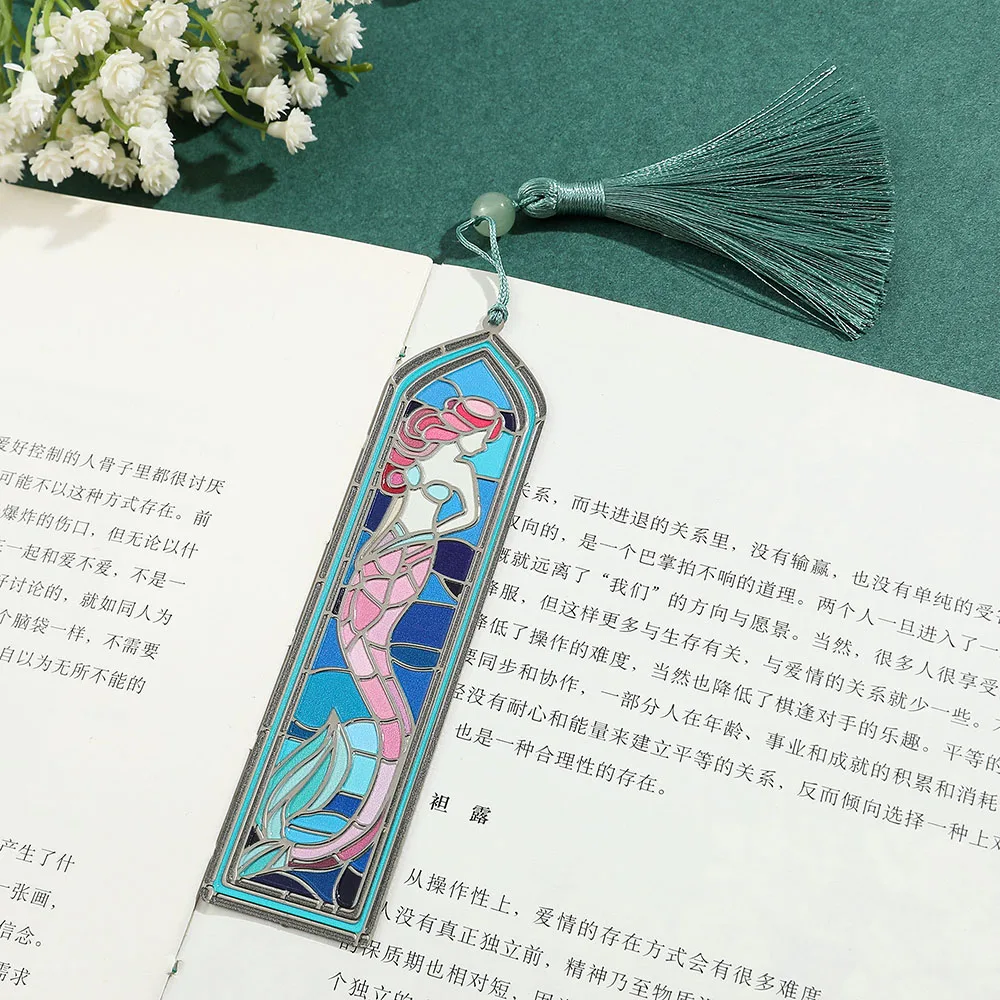 1pcs Mermaid Pane Metal Bookmark, Oil Painting Style, Reading Accessory Suitable for Bookworms, Valentine's Day Gift for Wife